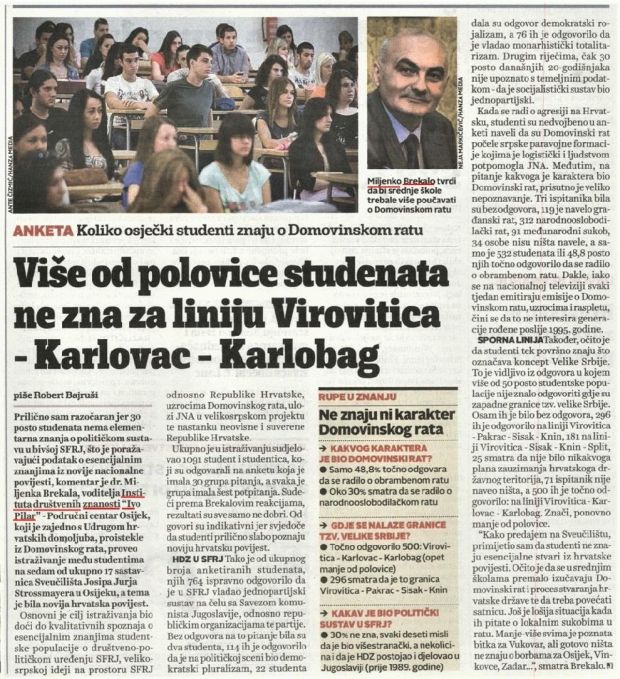 Dr. sc. Miljenko Brekalo: Istraživanje znanja studenata o novijoj hrvatskoj povijesti